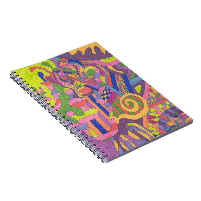 "Jungle Stripes II" Abstract Art Spiral Notebook (Right Side)