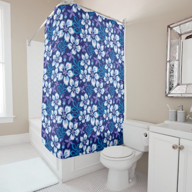 JUNGLE SURF (BLUE COMBO) SHOWER CURTAIN (In Situ)