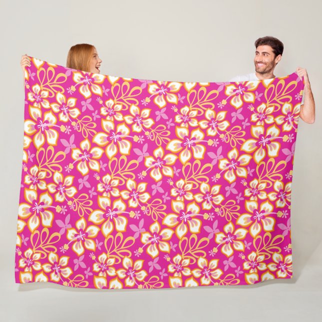 JUNGLE SURF (HOT PINK COMBO) FLEECE BLANKET (In Situ)