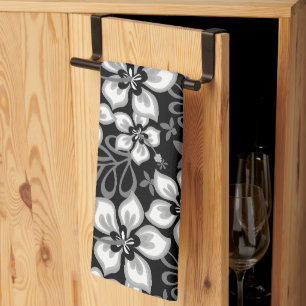 JUNGLE SURF PATTERN IN BLACK TEA TOWEL