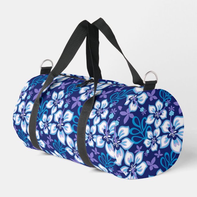 JUNGLE SURF PATTERN IN BLUE DUFFLE BAG (Left Corner)