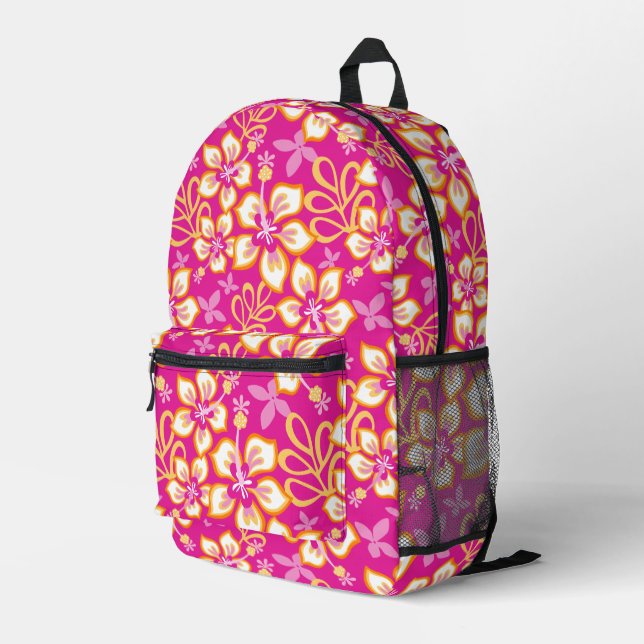 JUNGLE SURF PATTERN IN HOT PINK PRINTED BACKPACK (Back Corner Right)