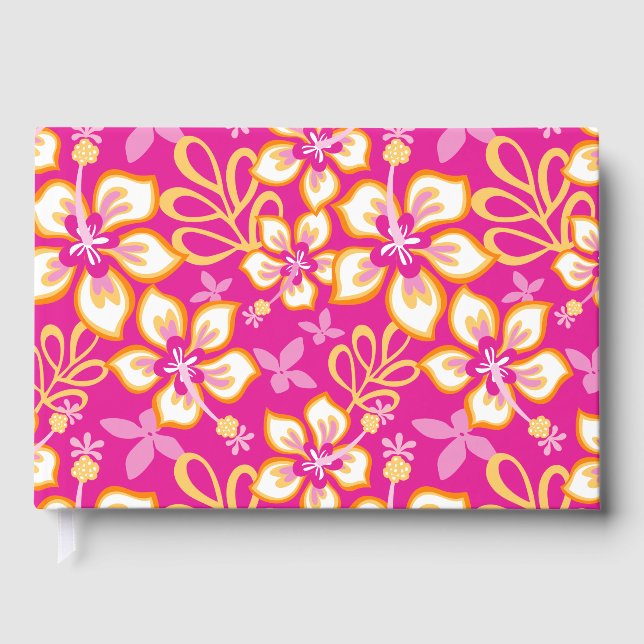 JUNGLE SURF PATTERN IN PINK GUEST BOOK (Front)