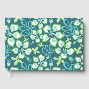 JUNGLE SURF PATTERN IN TEAL GUEST BOOK