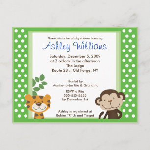 JUNGLE TALES PINK Baby Shower Postcard Invitation