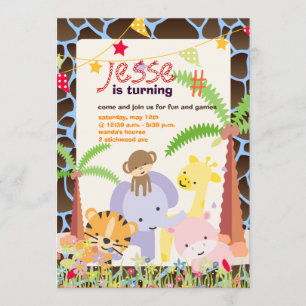 Jungle Theme/Personalised Party/photo/DIY colour Invitation