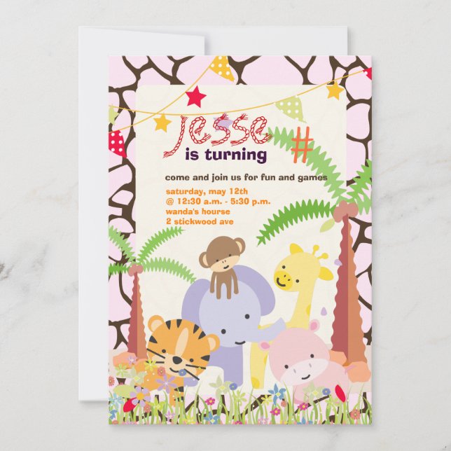 Jungle Theme/Personalised Party/photo Invitation (Front)