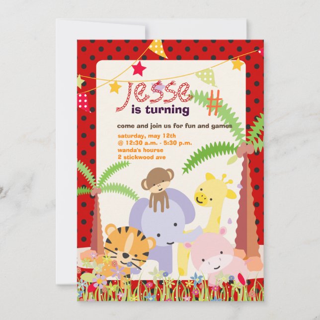 Jungle Theme/Personalised Party/photo Invitation (Front)