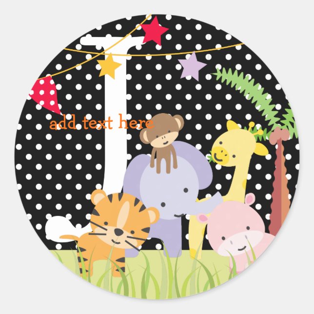 Jungle Theme stickers/add monogram Classic Round Sticker (Front)