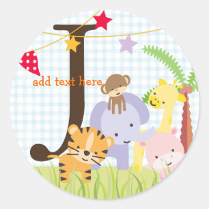 Jungle Theme stickers/add monogram Classic Round Sticker