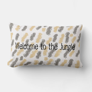 Jungle Theme Taupe Grey Swish Design Lumbar Cushion