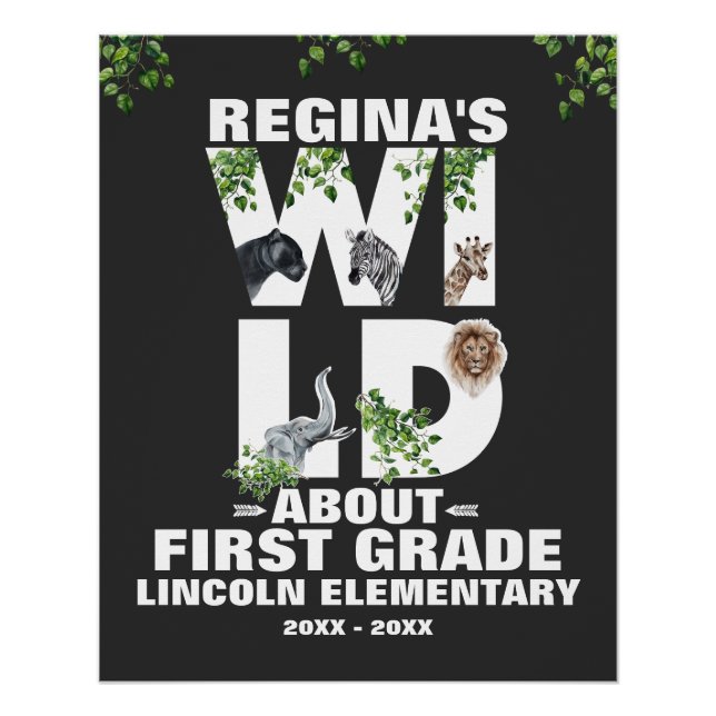 Jungle Themed First Day of School Kids Poster (Front)