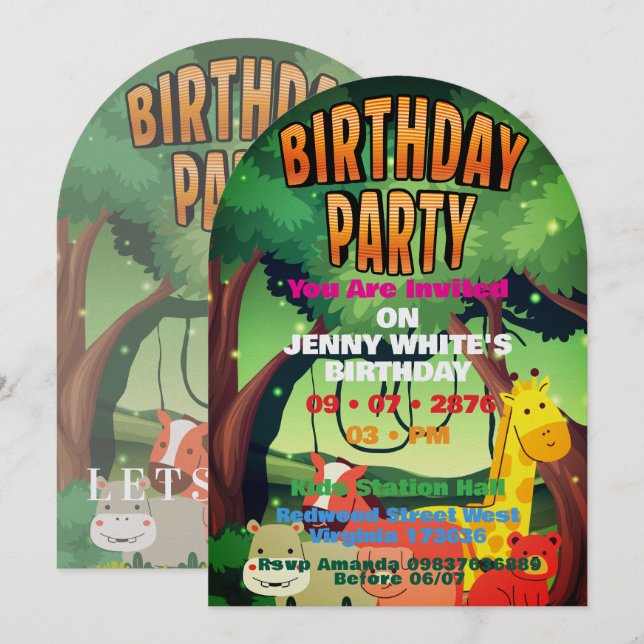 Jungle Themed  Invitation (Front/Back)