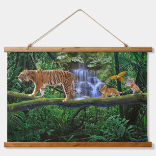 JUNGLE TIGER AND HER CUBS HANGING TAPESTRY