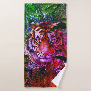 Jungle Tiger Bath Towel Set - Colorful Tiger Art