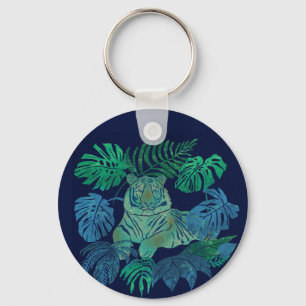 Jungle tiger blue key ring