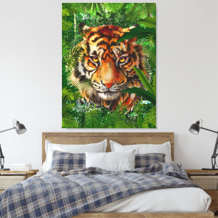 Jungle Tiger Canvas Print Colourful Tiger Art