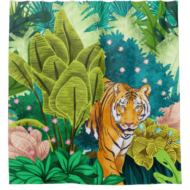 Jungle Tiger Shower Curtain (Front)