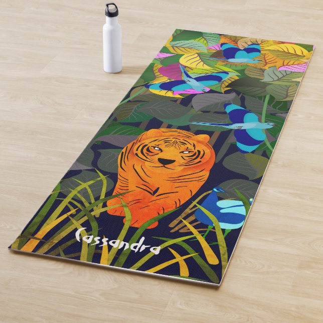 Jungle Tiger Sun Bear Indian Roller Birds Yoga Mat (In Situ)