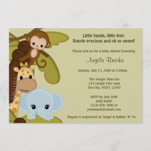 Jungle Time Animals Baby Shower Invitation JTN-E