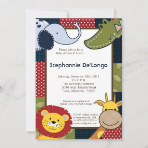 Jungle Time Zoo Animals Lio Baby Shower Invitation
