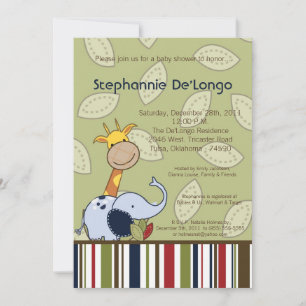 Jungle Time Zoo Animals Lio Baby Shower Invitation