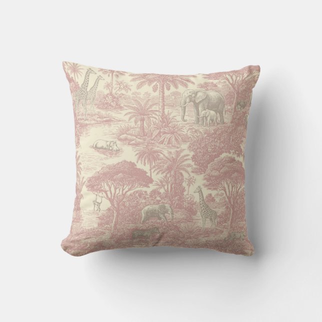 Jungle Toile Pattern Tropical Planner Cushion (Front)