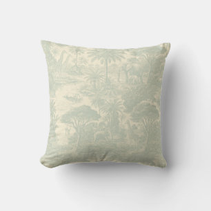 Jungle Toile Pattern Tropical Scenic Design Cushion