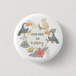 Jungle Toucan 1st Birthday Boho Party Baby Shower 3 Cm Round Badge