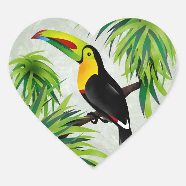 Jungle Toucan Heart Sticker (Front)