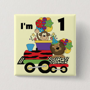 Jungle Train 1st Birthday T-shirts and Gifts 15 Cm Square Badge