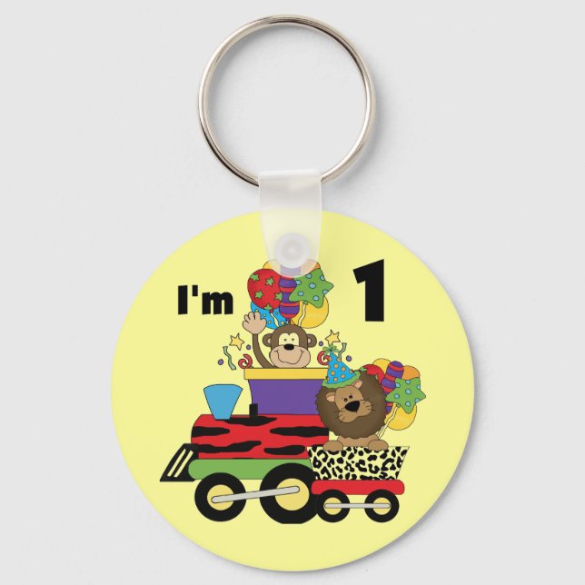 Jungle Train 1st Birthday T-shirts and Gifts Key Ring (Front)