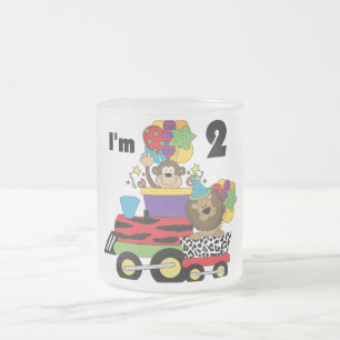 Jungle Train 2nd Birthday T-shirts and Gifts Frosted Glass Coffee Mug