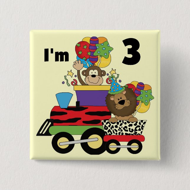 Jungle Train 3rd Birthday Tshirts and Gifts 15 Cm Square Badge (Front)