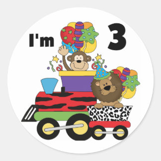 Jungle Train 3rd Birthday Tshirts and Gifts Classic Round Sticker