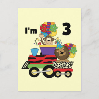 Jungle Train 3rd Birthday Tshirts and Gifts Postcard