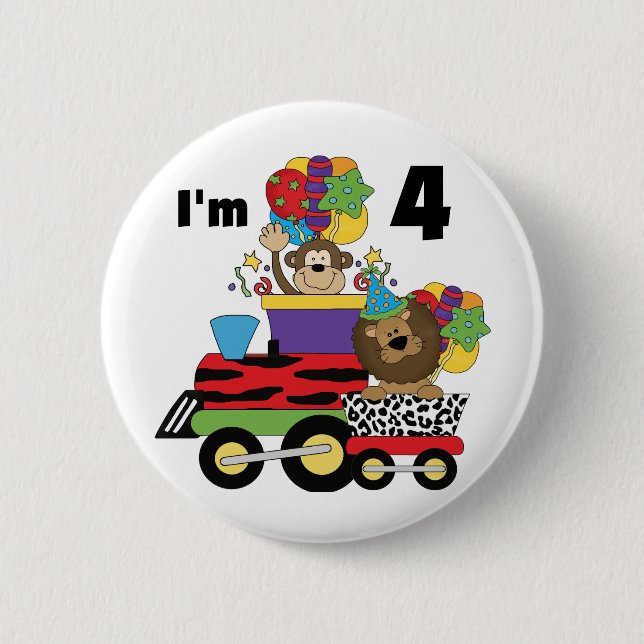 Jungle Train 4th Birthday  Tshirts and Gifts 6 Cm Round Badge (Front)