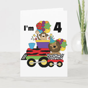 Jungle Train 4th Birthday Tshirts and Gifts Card