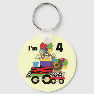 Jungle Train 4th Birthday Tshirts and Gifts Key Ring
