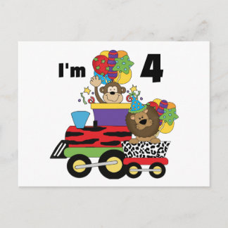 Jungle Train 4th Birthday  Tshirts and Gifts Postcard