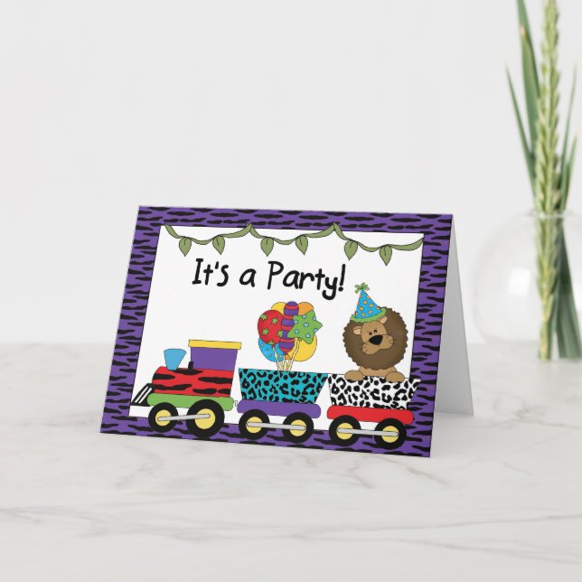 Jungle Train Party Invitations (Front)