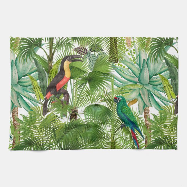 Jungle,tropical,,birds,toucan,parrots, Tea Towel (Horizontal)