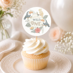 Jungle Tropical Toucan First Birthday Cake Topper Classic Round Sticker