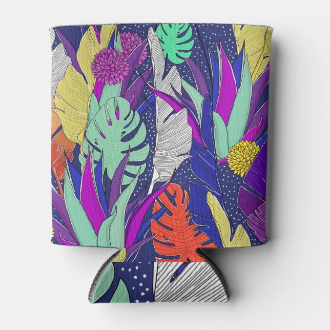 Jungle vibrance: palm leaf pattern. can cooler (Front)