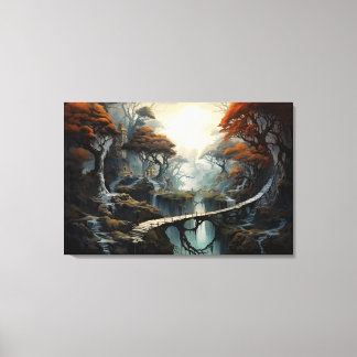 Jungle Wanderer: Fantasy Landscape Art in Grey Canvas Print