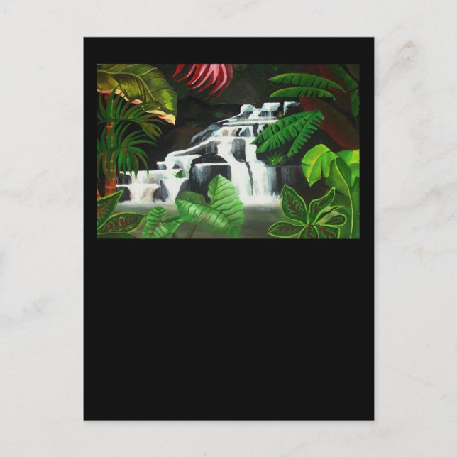 Jungle Waterfall Wilderness Acrylic Painting Postcard (Front)