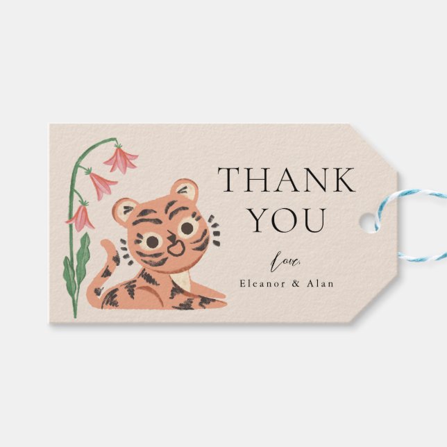 Jungle Wild Animal Tiger Kids Party Gift Tag (Front (Horizontal))