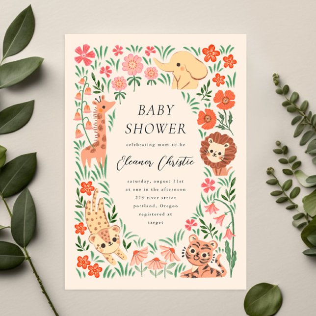Jungle Wild Animal Tropical Baby Shower Invitation (Creator Uploaded)