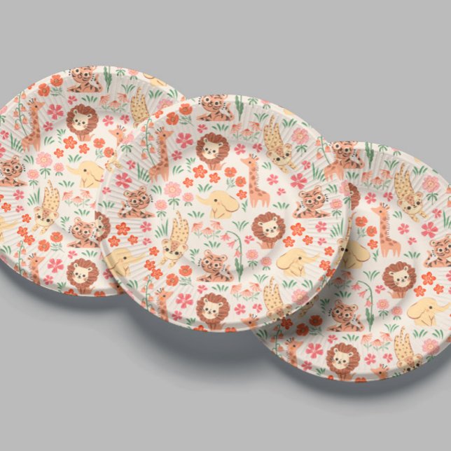 Jungle Wild Baby Animal Tropical Paper Plate (Creator Uploaded)