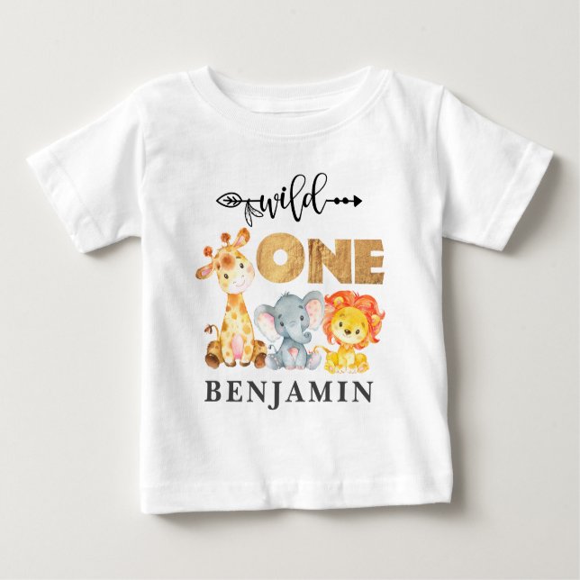 Jungle Wild One 1st Birthday Baby Animals Baby T-S T-Shirt (Front)